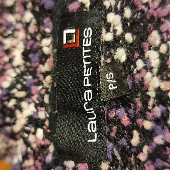LAURA Petites Alpaca Wool Multi-colored Knit Bouclé Fringe Collard Cardigan Sz S - Picture 6 of 8